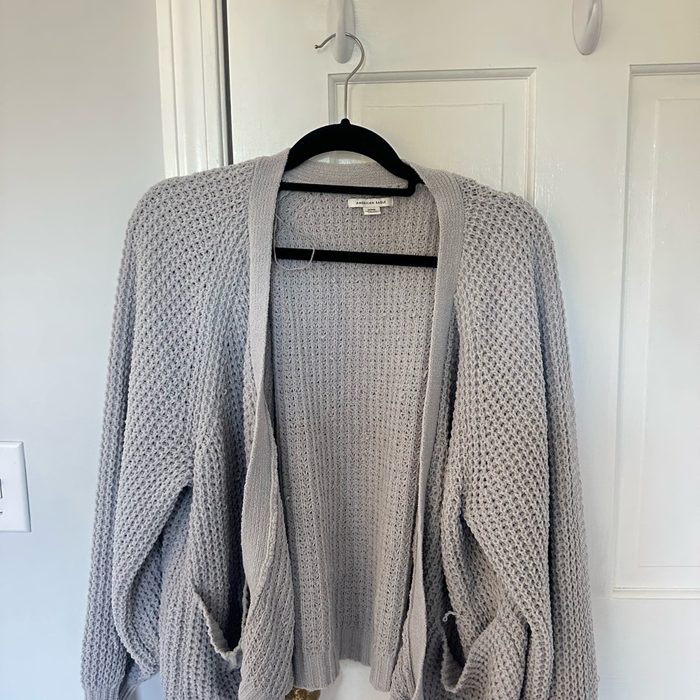 American Eagle Outfitters Light Gray Cardigan
